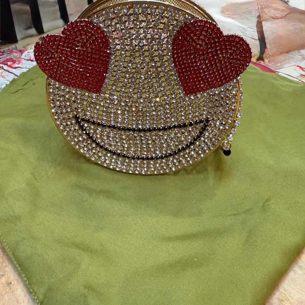 Gold and Red Heart Emoji Clutch